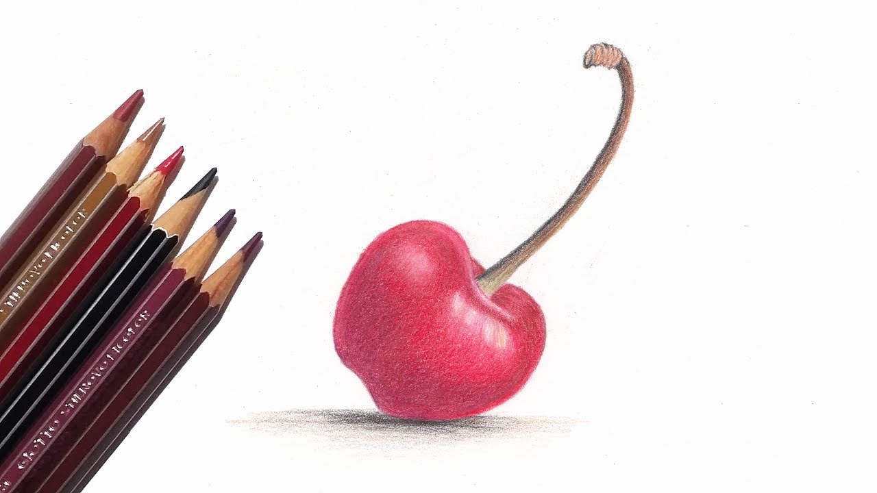 How to use MARKERS with COLORED PENCILS - Drawing Realistic Cherries 