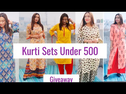 Amazon summer Kurti set under 500 💕| 5 Office wear kurti set haul | cotton kurti  set haul - YouTube