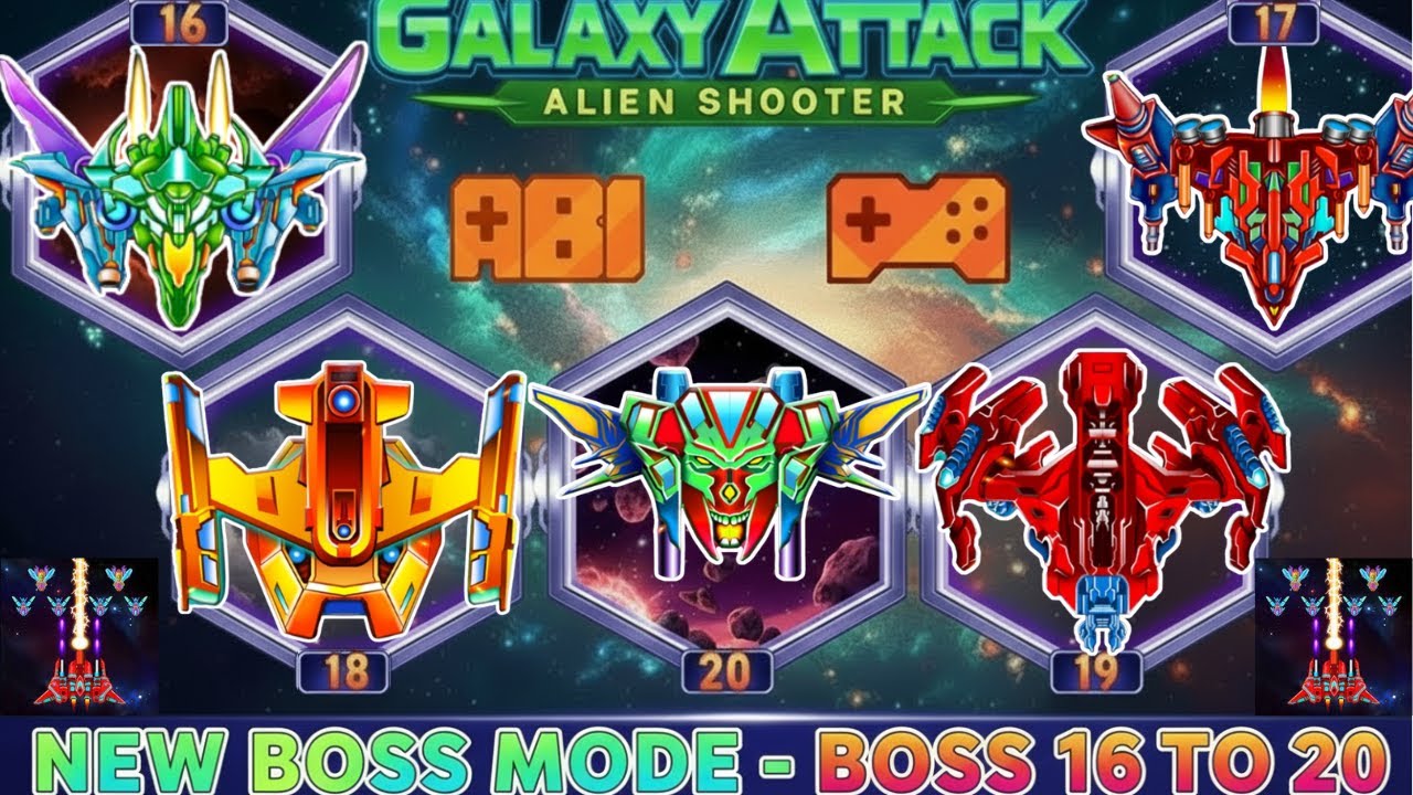 Galaxy Attack Alien Shooter | Boss Mode Level 16 To 20 | All Bosses | Zambario Gamers