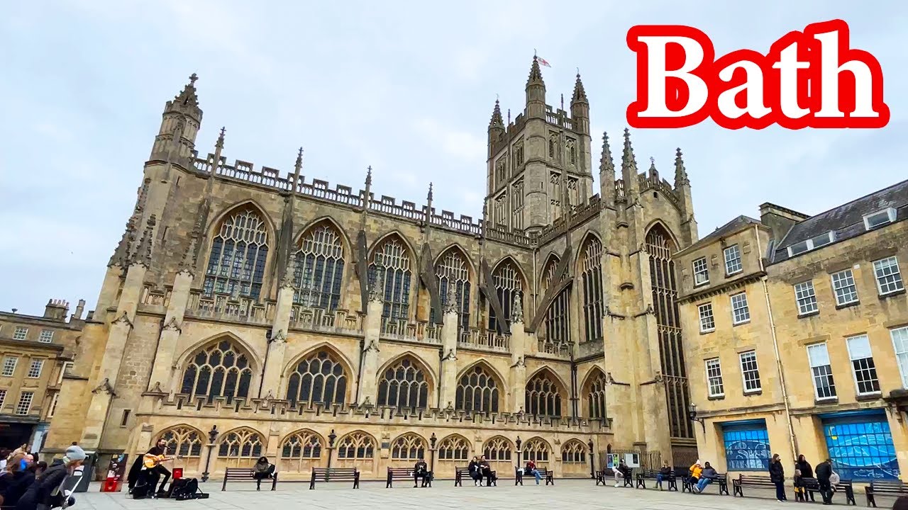 Walking in Bath. Bath Abbey, Parade Gardens, St Michael's Church YouTube