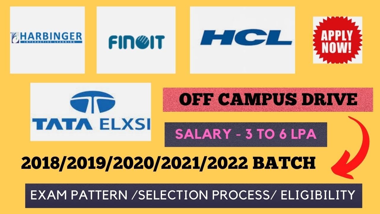 FINOIT/TATA ELXSI OFF CAMPUS DRIVE FOR 2018/2019/2020/2021/2022 BATCH / 3 TO 6 LPA