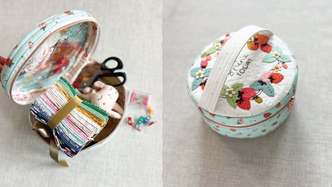 【PLZPROJECT】MINI ROUND QUILTING BAG How to sew a Quilted Round Case | Circle Bag | Sewing Case