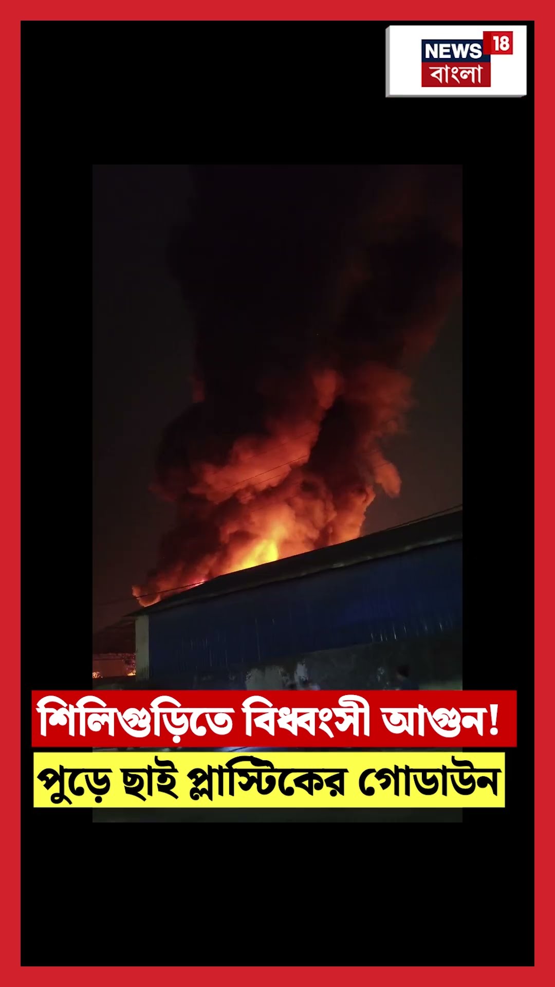 Siliguri তে বিধ্বংসী আগুন! পুড়ে ছাই প্লাস্টিকের গোডাউন। N18S #shorts