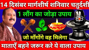 14 दिसंबर मार्गशीर्ष शनिवार चतुर्दशी को 1 लौंग के जोड़े वाला उपाय जरूर करे || Pradeep Ji Mishra
