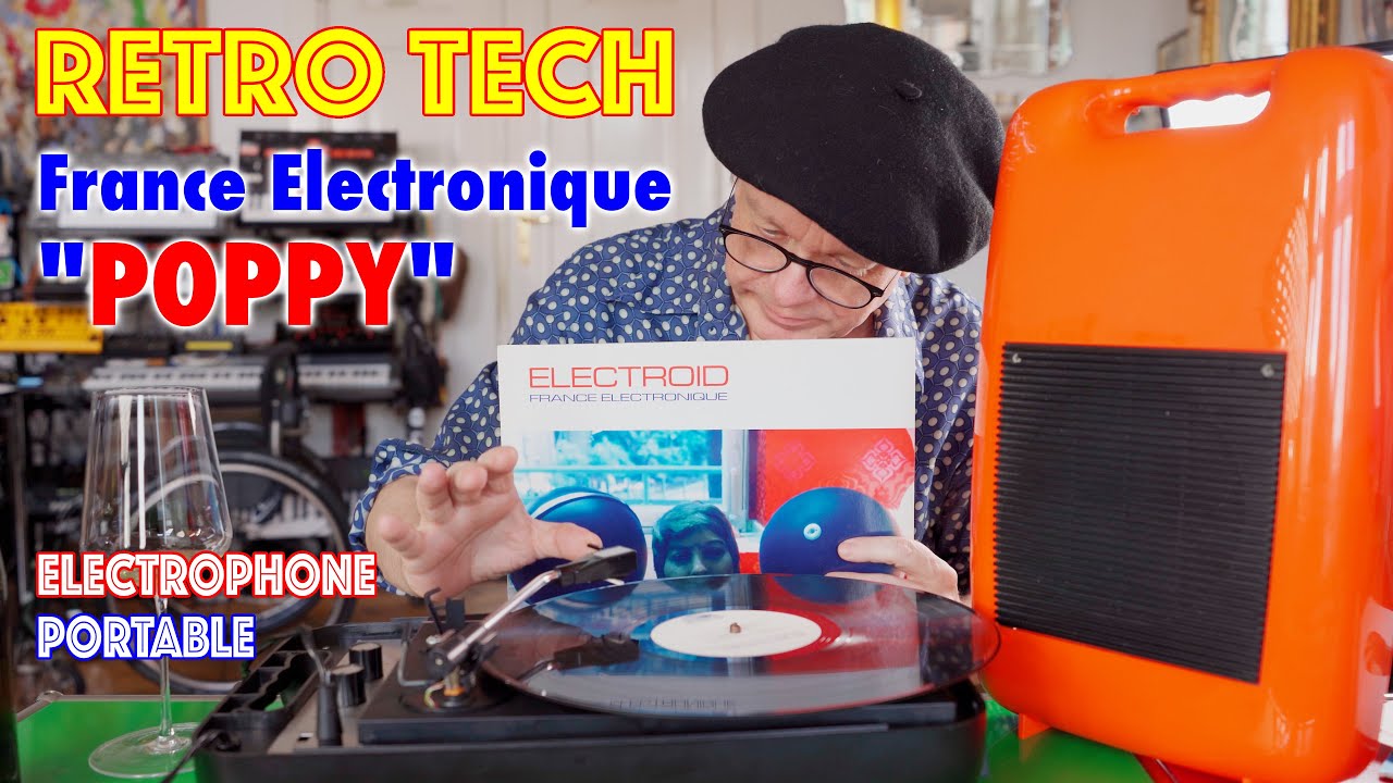 VINTAGE ANCIEN TOURNE-DISQUE *HS* ORANGE FRANCE ÉLECTRONIQUE POPPY