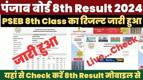 Punjab Board 8th Class Result 2024 Kaise Dekhe ? How to Check PSEB 8th Class Result ? Class 8 Result