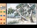 Winter Pine - Landscape Watercolor (sketch & color mixing, Arches)NAMIL ART