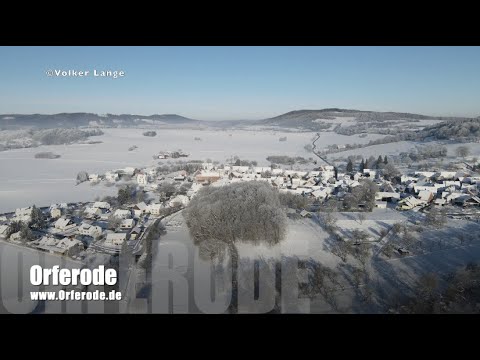 Orferode im Winter von oben(drohnenflug) Bad Sooden-Allendorf  im Werra-Meißner Kreis, Februar 2021
