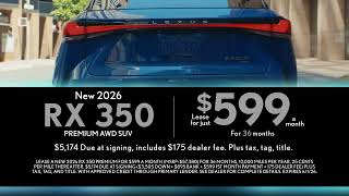 New 2026 Lexus RX 350 Premium AWD SUV May Lease Offer