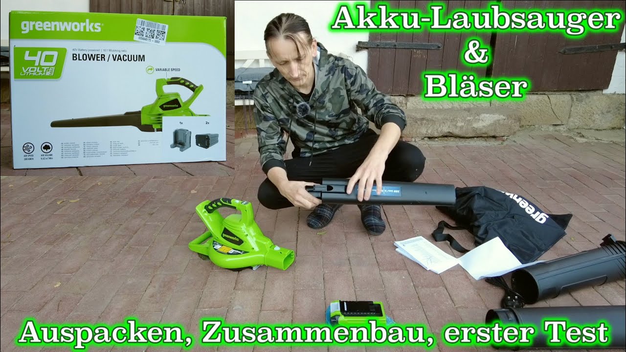 Greenworks AkkuLaubsauger und Bläser (GD40BVK2X) Auspacken