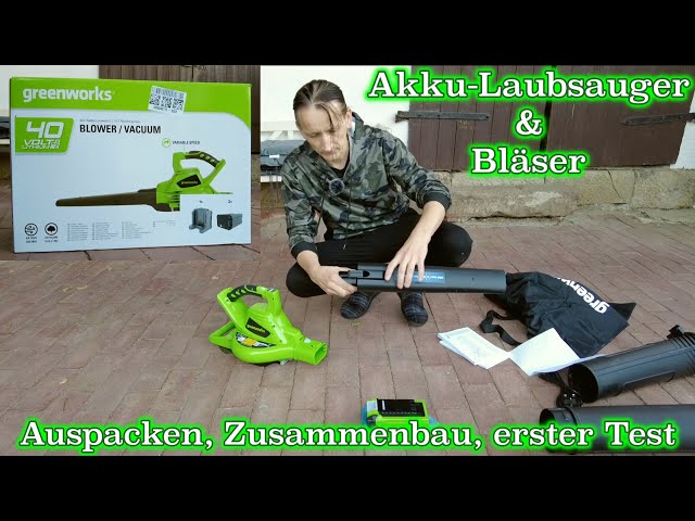 Greenworks Akku-Laubsauger und Bläser (GD40BVK2X) - Auspacken, Zusammenbau  und kleiner Test - YouTube