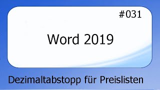 Word 2019 Dezimaltabstopp Für Preislisten Deutsch Hd