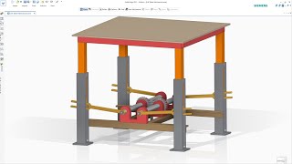 Lift Table Mechanism Using Worm and Shaft Gear - Assembly & Motion Simulation in Solid Edge
