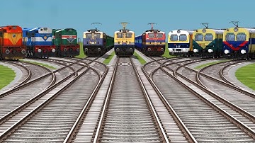 All Reality Trains Crossings Railroads || At Curved Daimond Bumpy Railgadi Tracks