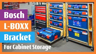Bosch L-BOXX Cabinet Bracket for Storage on Sliding Shelves the drawer method of storing Bosch tools