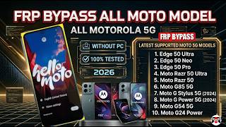 Motorola FRP Bypass 2026: Skip Google Account Lock | Android 14/15/16 | New Method | No Need Pc