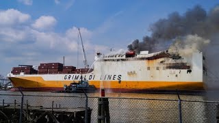 Crews continue to fight fire on cargo ship at Port Newark