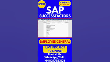 SAP SuccessFactors EC Training Step by Step Online Tutorial Class 14 2025 #sapsuccessfactorstraining