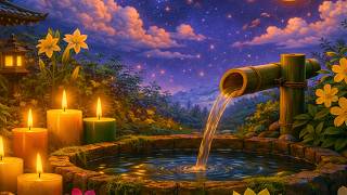Serene Lotus Garden at Night | Bamboo Fountain + Soothing Piano | 12 Hour Deep Rest screenshot 2