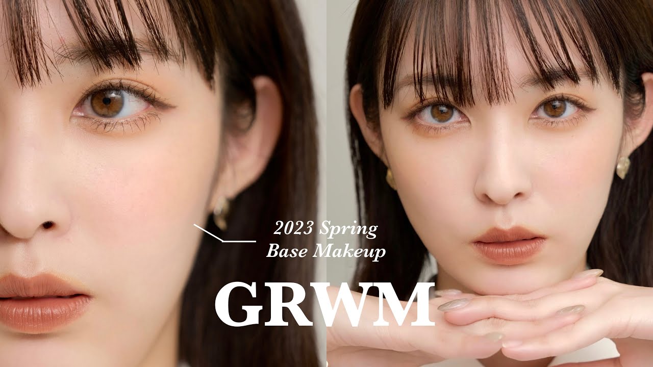 春メイク】透明感のあるツヤ肌ベースメイクレシピ🌸🫧｜GRWM｜好きな