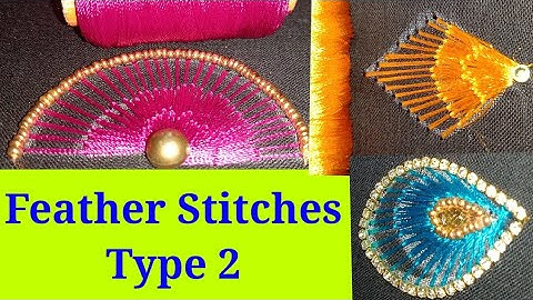 Aari Feather Stitch in different shapes for beginners / Striped button hole stitch /Aari work..