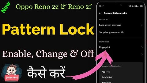 How to Set Pattern Lock I Pattern lock Enable Oppo Reno 2z and Reno 2f I Pattern Lock Setting