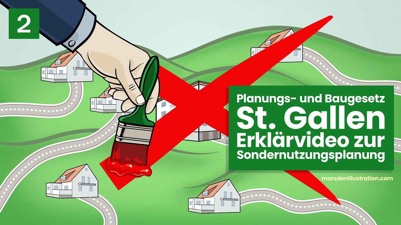 Handgezeichnetes Erklärvideo St. Gallen | Planungs- und Baugesetz | Illustration & Animation Schweiz
