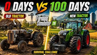 0 DAYS VS 100 DAYS 🚜 | FS26 Survival Challenge I survived the flat map farming simulator 26
