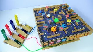 How to Make Hydraulic PacMan from Syringes and Cardboard