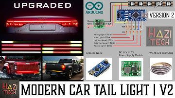 DIY Modern LED Car Tail / Spoiler Light With Dynamic Indicators | Upgraded | Audi Style | Arduino