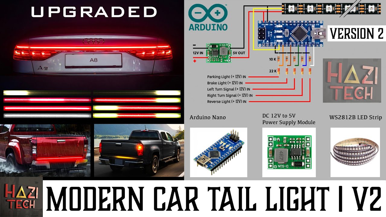 DIY Modern LED Car Tail Light With Dynamic Indicators and DRL | Audi Style  | Arduino - YouTube
