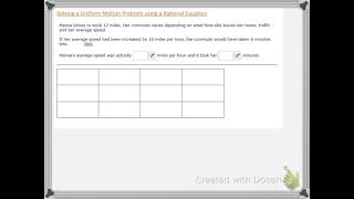 Solving a Uniform Motion problem using a Rational Equation (convert minutes to hours)