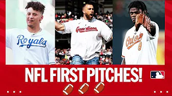 NFL players throwing out first pitches! (Patrick Mahomes, Travis Kelce, Lamar Jackson, and more!) thumbnail