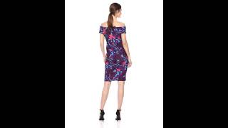 Calvin Klein Women's Seamed Off The Shoulder Dress  Aubergine Multi