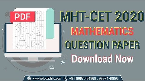 MHT-CET 2020 || QUESTION PAPER || MATHEMATICS QUESTION PAPER 2017 OF MHCET || MHCET APPLICATION