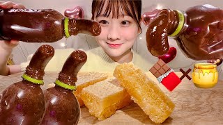 ASMR Chocolate Honey Jelly Honeycomb【Mukbang/ Eating Sounds】【English subtitles】