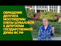 Обращение депутата Мосгордумы Елены Шуваловой к депутатам Государственной Думы ФС РФ