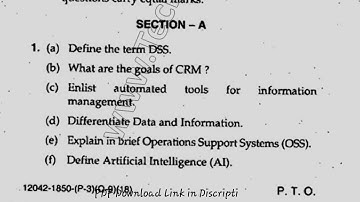 MBA 3rd Sem Management Information System Question Paper 2018