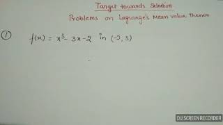 Lagrange mean value problem.. Important questions