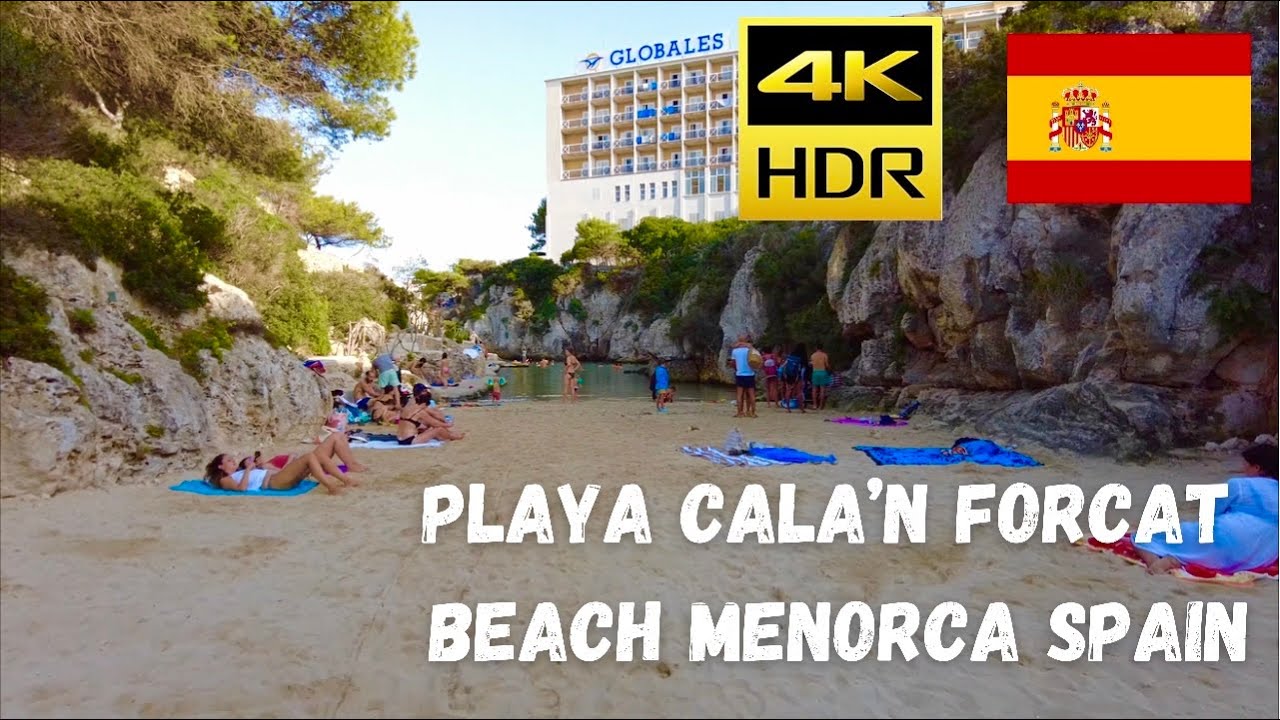 MENORCA Playa Calan Forcat Beach in August Walk beach in 4k  Best Beaches Hotel Almirante Farragut