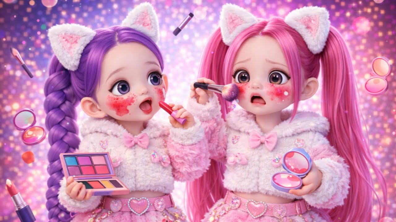 OMG! Baby Rumi & Mira Try Makeup for the First Time