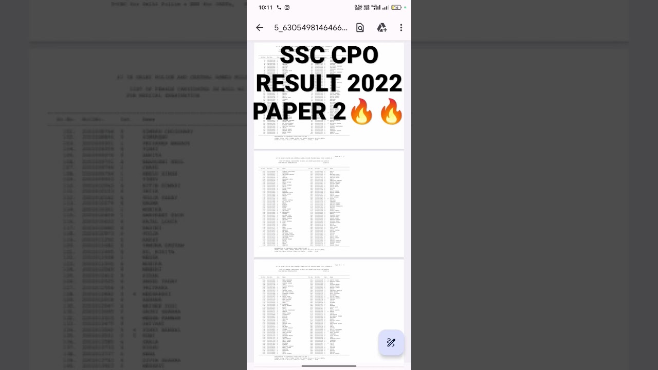 SSC CPO RESULT 2022