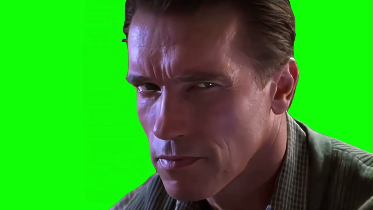 Arnold staring meme green screen