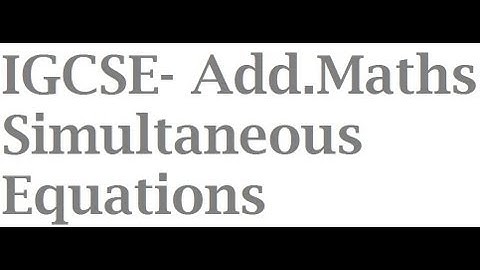 Chapter 1.1 - Simultaneous Equation