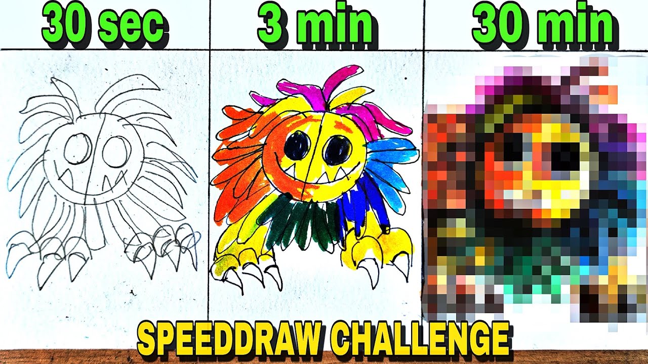 Drawing YARNABY in 30 sec, 3 min, 30 min | Poppy Playtime Chapter 4 ...