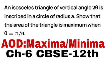 An isosceles triangle of vertical angle 2θ is inscribed in a circle of radius a. Show that the....