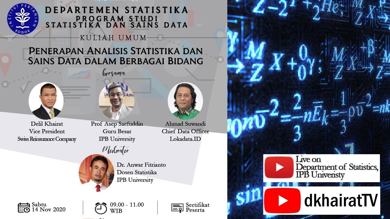 Kuliah Umum Penerapan Analisis Statistika Dan Sains Data Dalam Berbagai Bidang Youtube