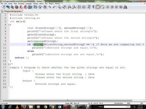 C PROGRAM TO COMPARE TWO STRINGS DEMO