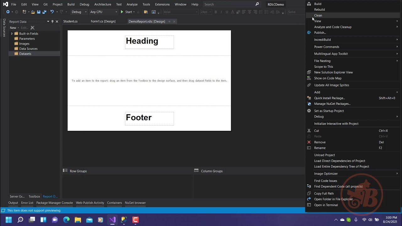 Setting up RDLC Report inside Visual Studio 2019 - YouTube