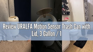 Review URALFA Motion Sensor Trash Can with Lid, 3 Gallon / 11 L Automatic Bathroom Trash Can, Touchl